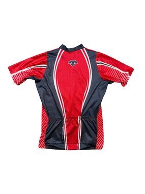 Descente Cycling Jersey Mens Large Red Black Half Zip Bike Shirt MTB Cycle